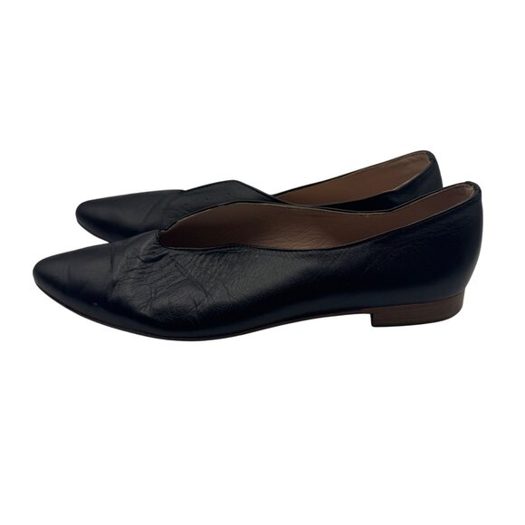 Summit By White Mountain Black Leather Slip-On Pointed Toe Flats Size 37 (6.5US) - Picture 5 of 7